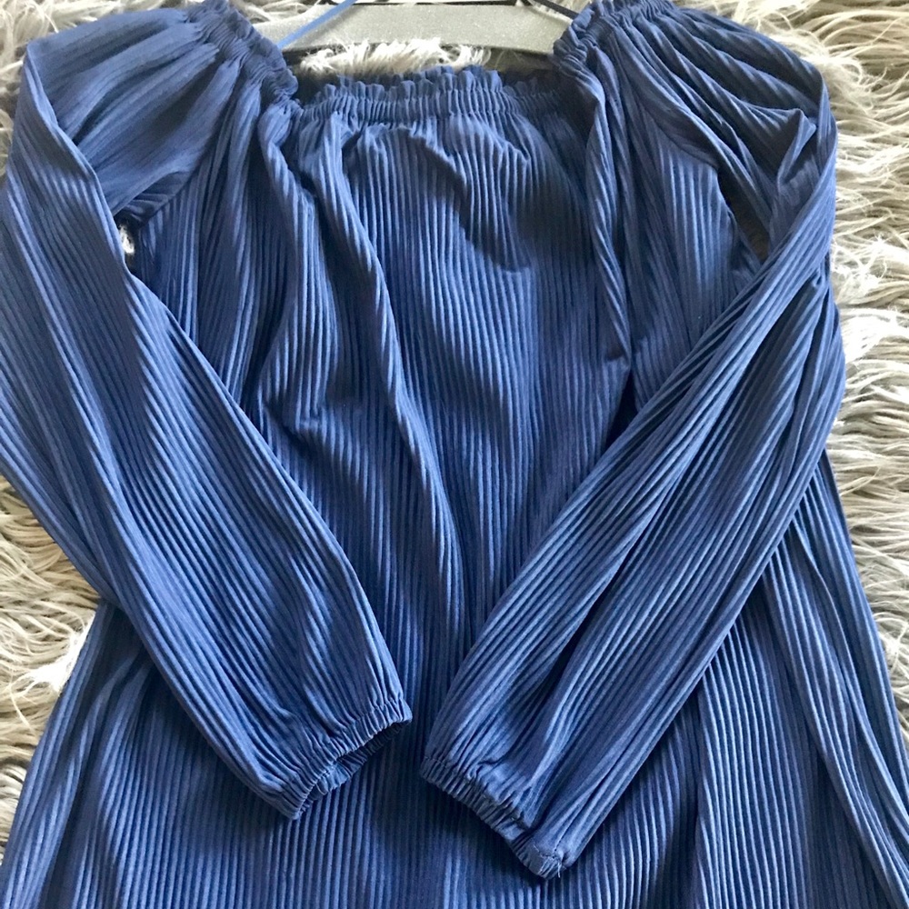 Navy off the shoulder dress